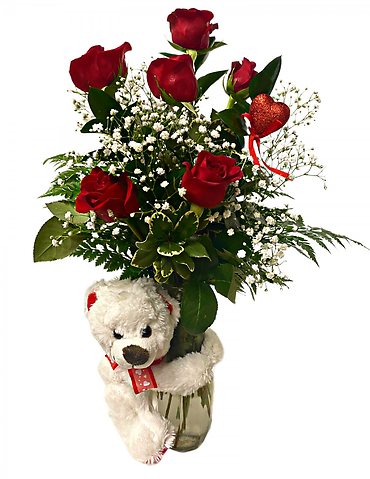 Valentine\'s Huggy Bear Arrangement
