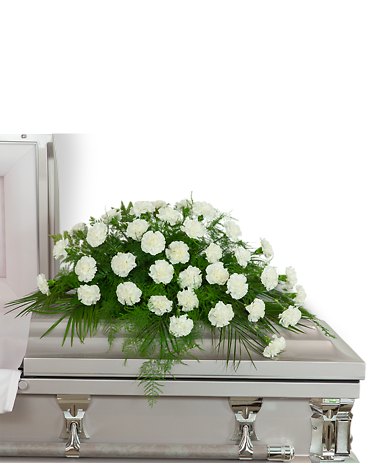 Peaceful in White Casket Spray