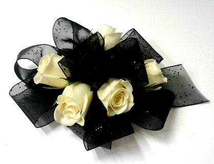 Black Ribbon white Roses