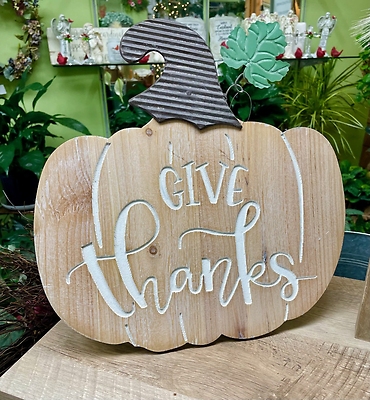 Rustic Wood Give Thanks Pumpkin