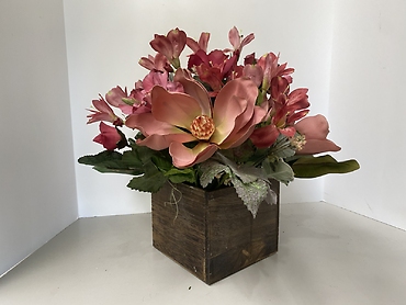 Floral Arrangement in Wooden Box