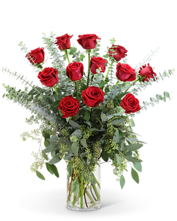 Red Roses with Eucalyptus Foliage (12)
