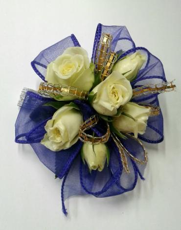 Purple Ribbon With White Spray