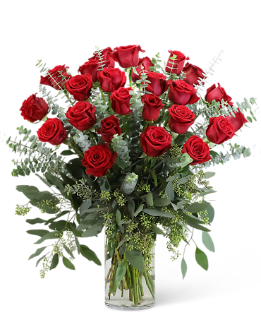 Red Roses with Eucalyptus Foliage (24)