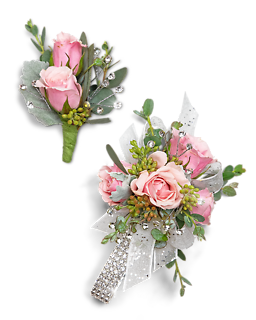 Glossy Corsage and Boutonniere Set