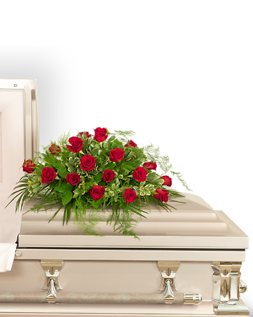 18 Red Roses Casket Spray